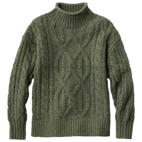 LL BEAN (M) 1912 Heritage Wool Blend Mockneck Sweater Charcoal Marled NWT Warm - Picture 3 of 11